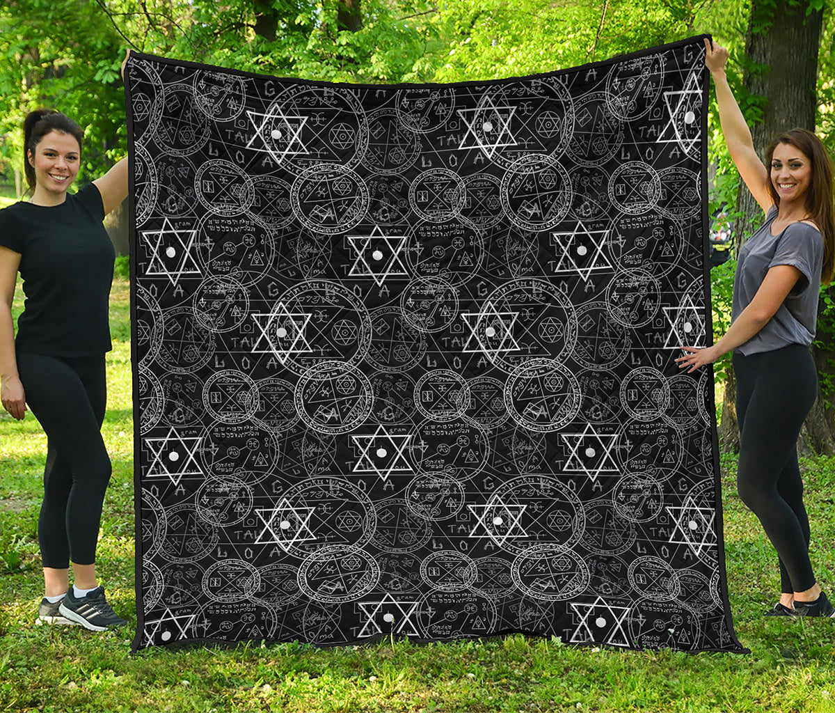 Black And White Mystic Witch Print Quilt