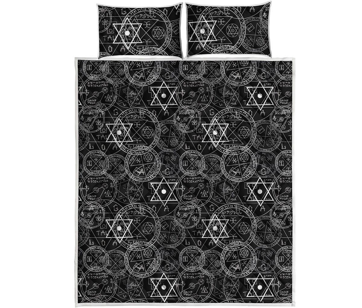 Black And White Mystic Witch Print Quilt Bed Set