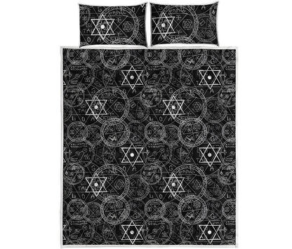 Black And White Mystic Witch Print Quilt Bed Set
