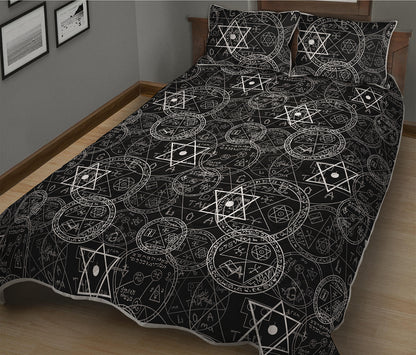 Black And White Mystic Witch Print Quilt Bed Set