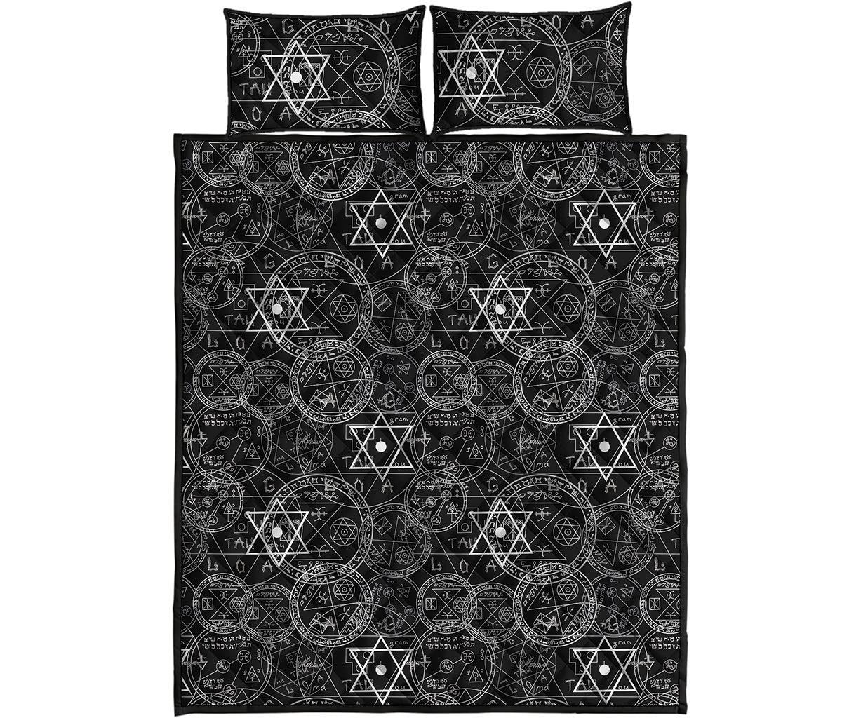Black And White Mystic Witch Print Quilt Bed Set