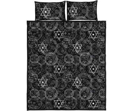 Black And White Mystic Witch Print Quilt Bed Set