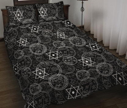 Black And White Mystic Witch Print Quilt Bed Set
