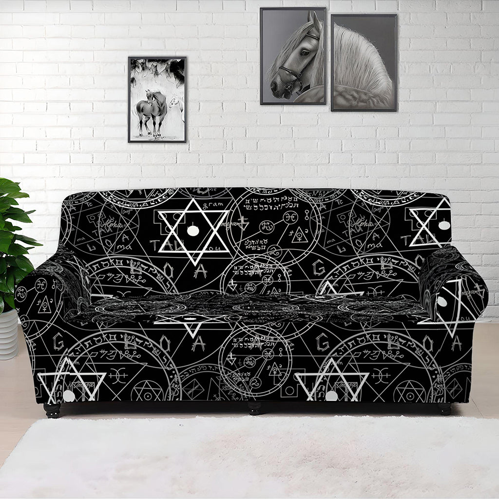 Black And White Mystic Witch Print Sofa Cover