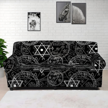 Black And White Mystic Witch Print Sofa Cover