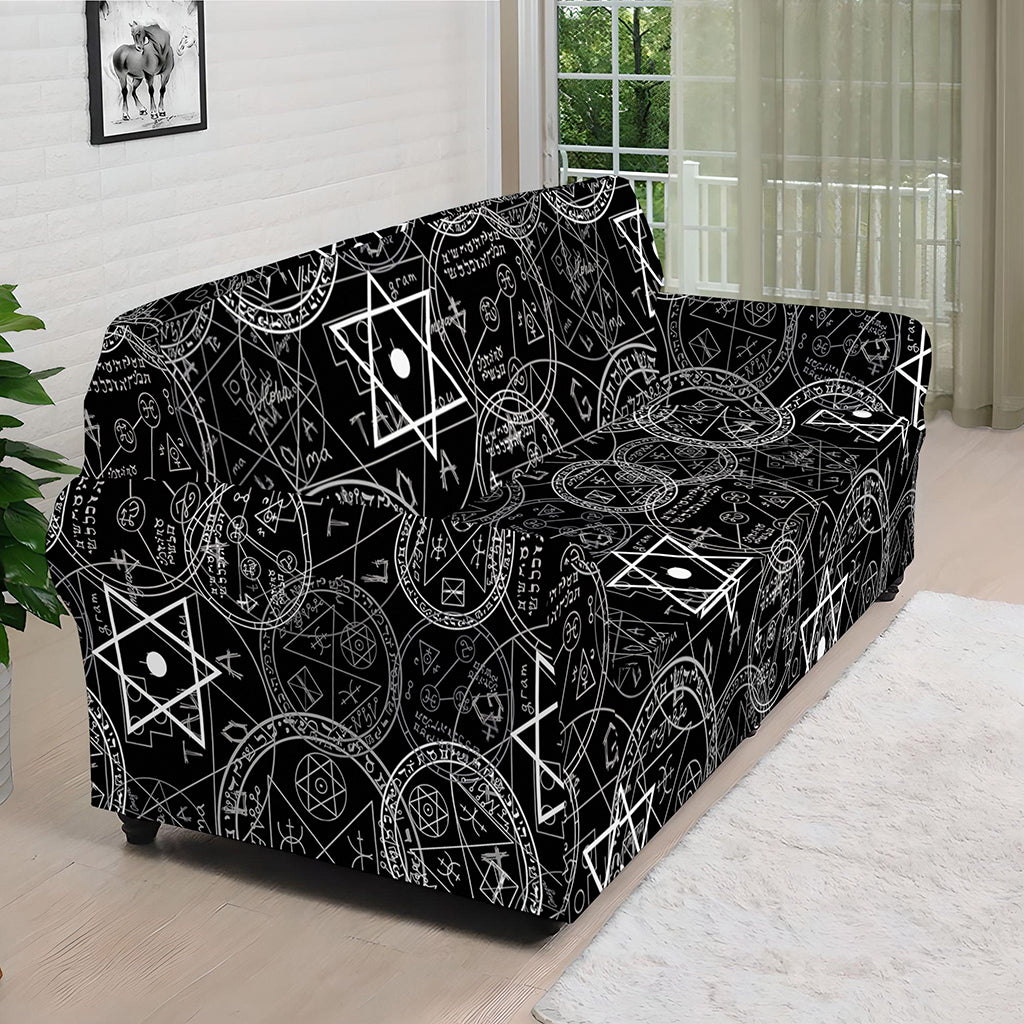 Black And White Mystic Witch Print Sofa Cover