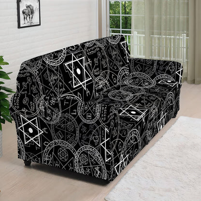 Black And White Mystic Witch Print Sofa Cover