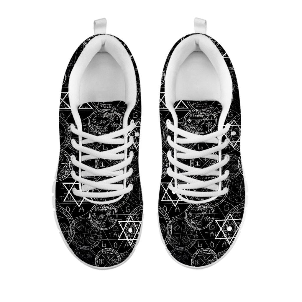 Black And White Mystic Witch Print White Sneakers