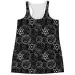 Black And White Mystic Witch Print Women's Racerback Tank Top