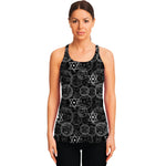 Black And White Mystic Witch Print Women's Racerback Tank Top