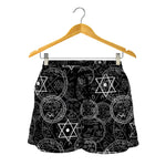 Black And White Mystic Witch Print Women's Shorts