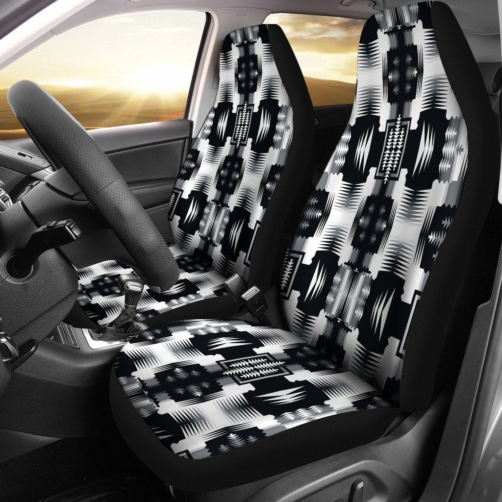 Black And White Native Tribal Universal Fit Car Seat Covers GearFrost