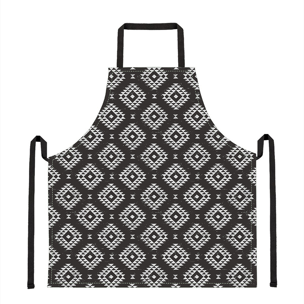 Black And White Navajo Pattern Print Apron