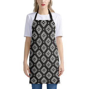 Black And White Navajo Pattern Print Apron