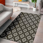 Black And White Navajo Pattern Print Area Rug