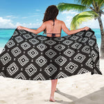 Black And White Navajo Pattern Print Beach Sarong Wrap