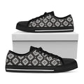 Black And White Navajo Pattern Print Black Low Top Sneakers