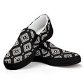 Black And White Navajo Pattern Print Black Slip On Sneakers