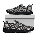 Black And White Navajo Pattern Print Black Running Shoes