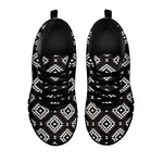 Black And White Navajo Pattern Print Black Sneakers