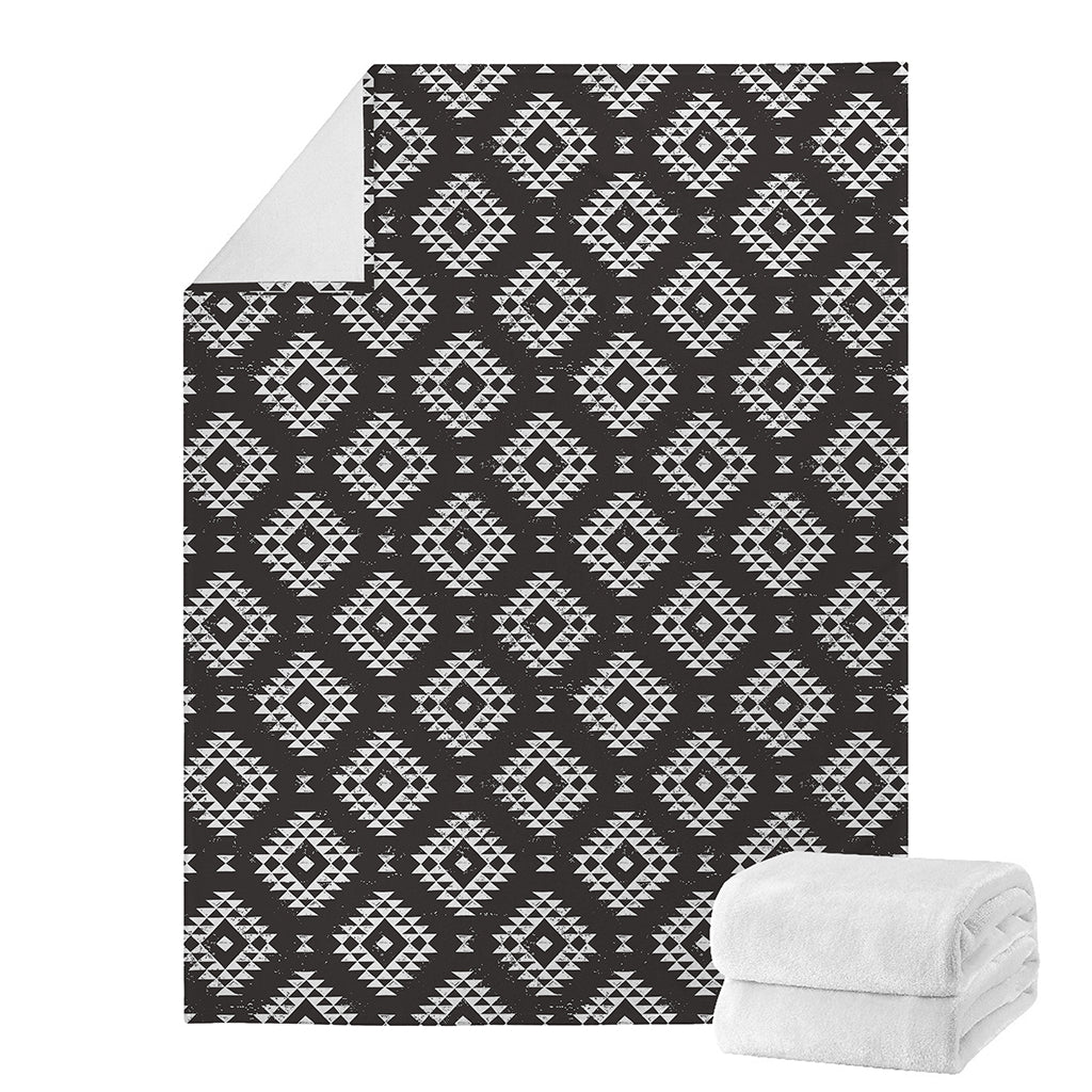 Black And White Navajo Pattern Print Blanket