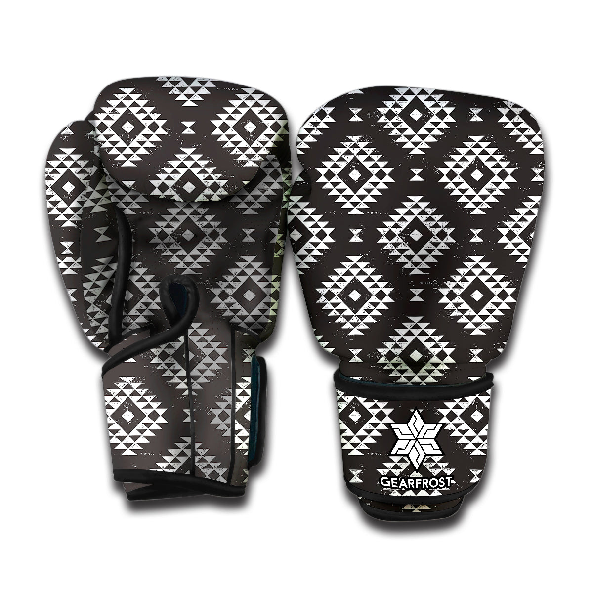 Black And White Navajo Pattern Print Boxing Gloves