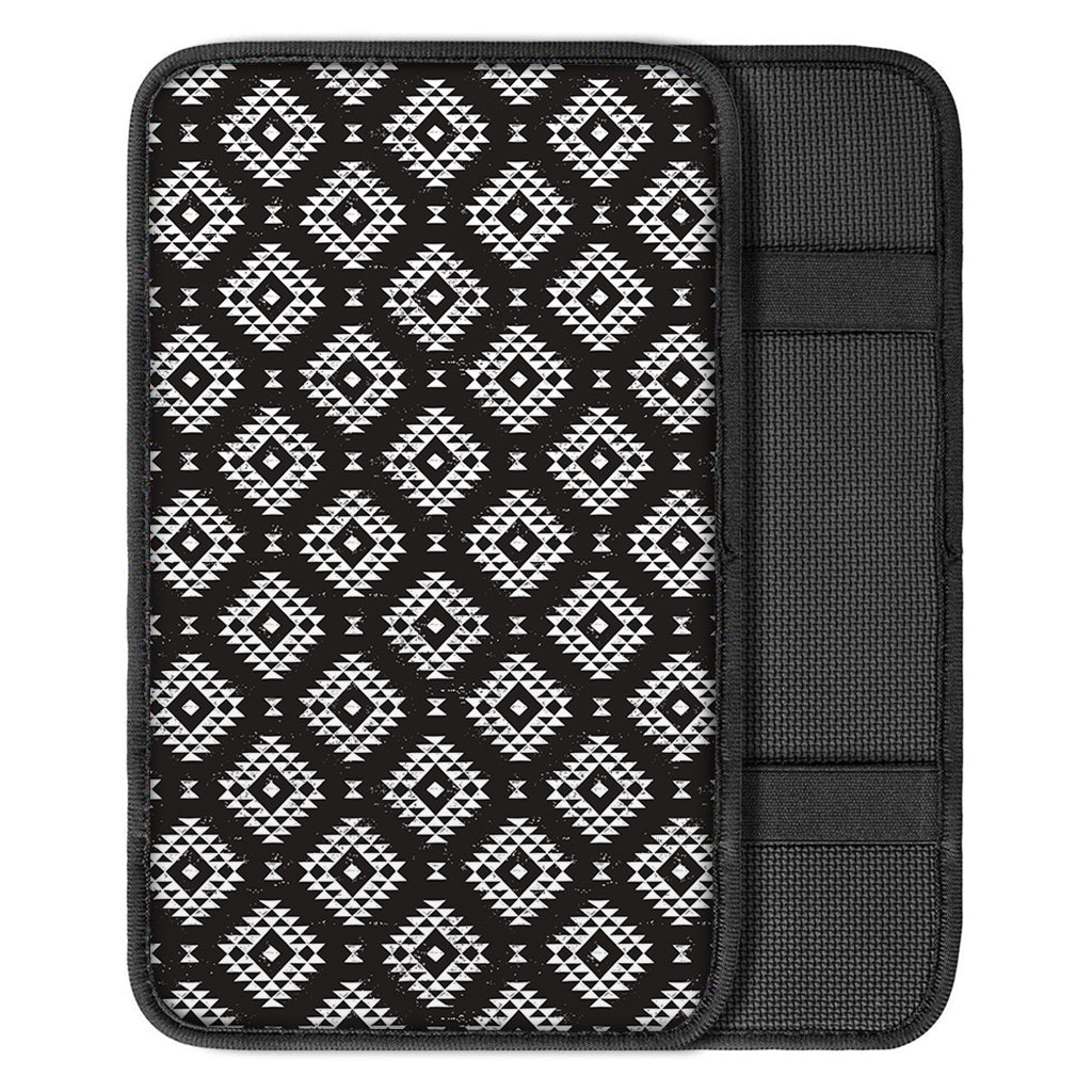 Black And White Navajo Pattern Print Car Center Console Cover