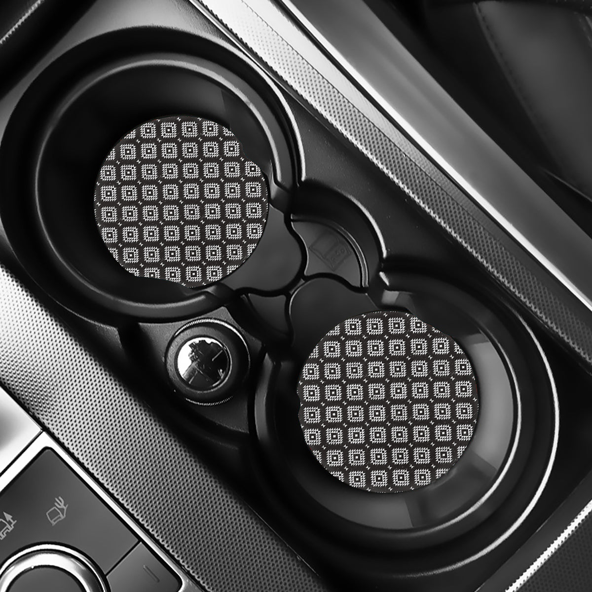 Black And White Navajo Pattern Print Car Coasters