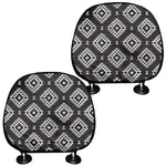 Black And White Navajo Pattern Print Car Headrest Covers