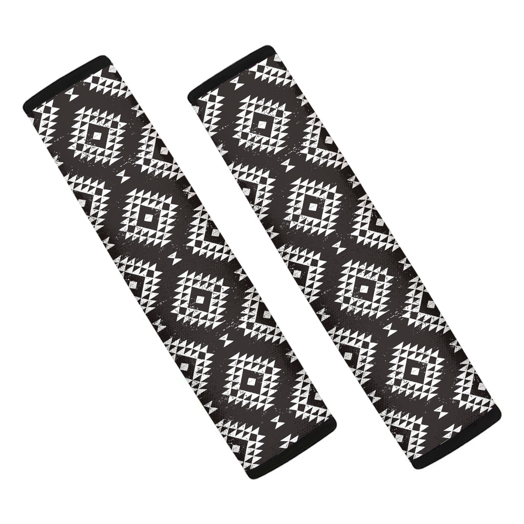 Black And White Navajo Pattern Print Car Seat Belt Covers