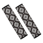 Black And White Navajo Pattern Print Car Seat Belt Covers