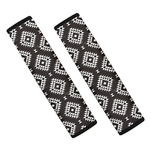 Black And White Navajo Pattern Print Car Seat Belt Covers