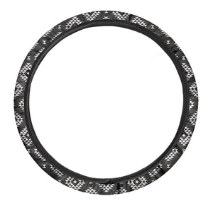 Black And White Navajo Pattern Print Car Steering Wheel Cover