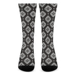 Black And White Navajo Pattern Print Crew Socks