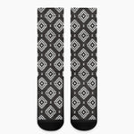 Black And White Navajo Pattern Print Crew Socks