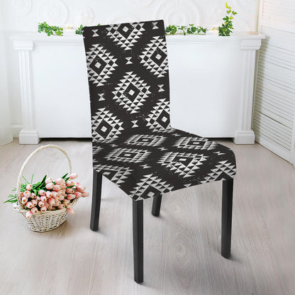 Black And White Navajo Pattern Print Dining Chair Slipcover