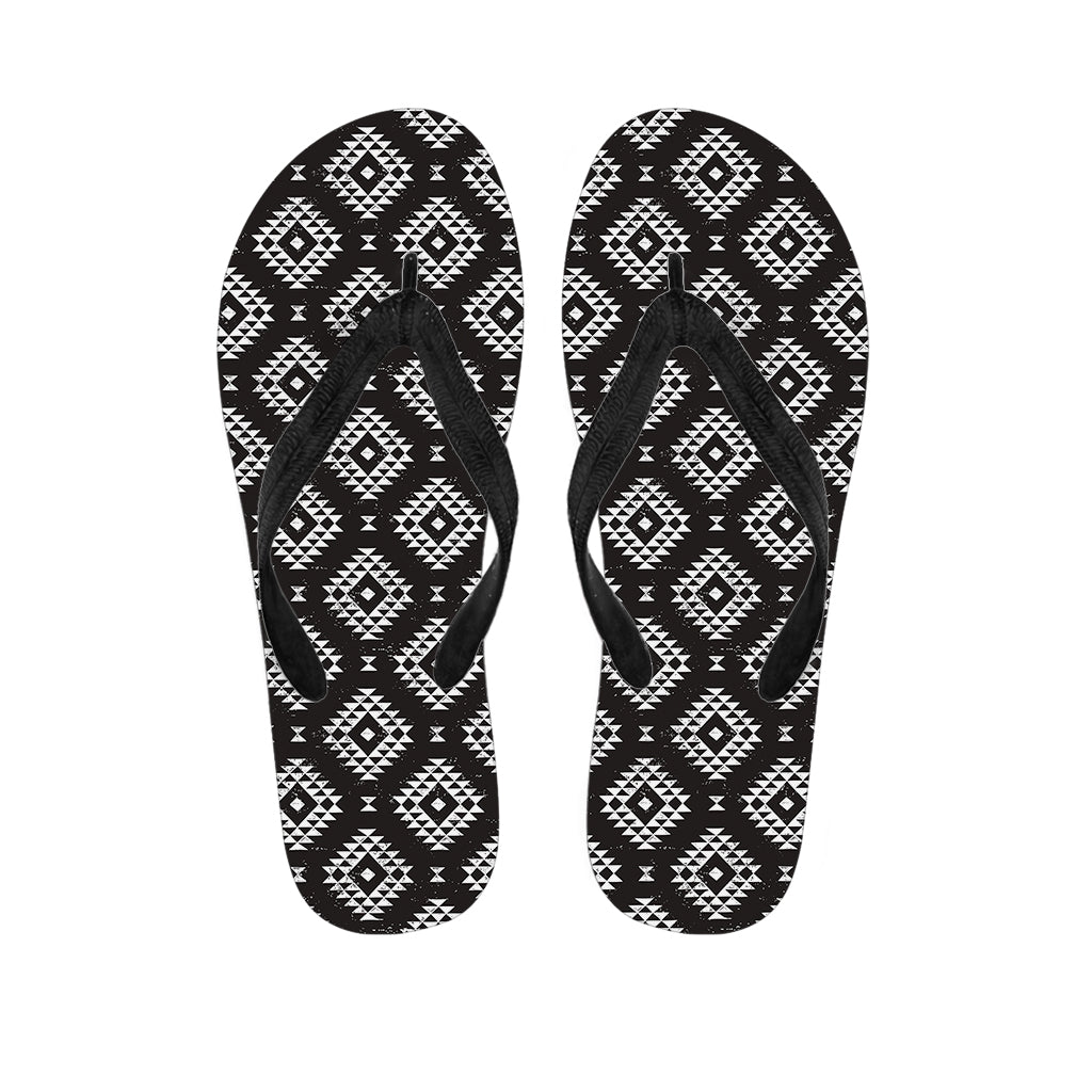 Black And White Navajo Pattern Print Flip Flops