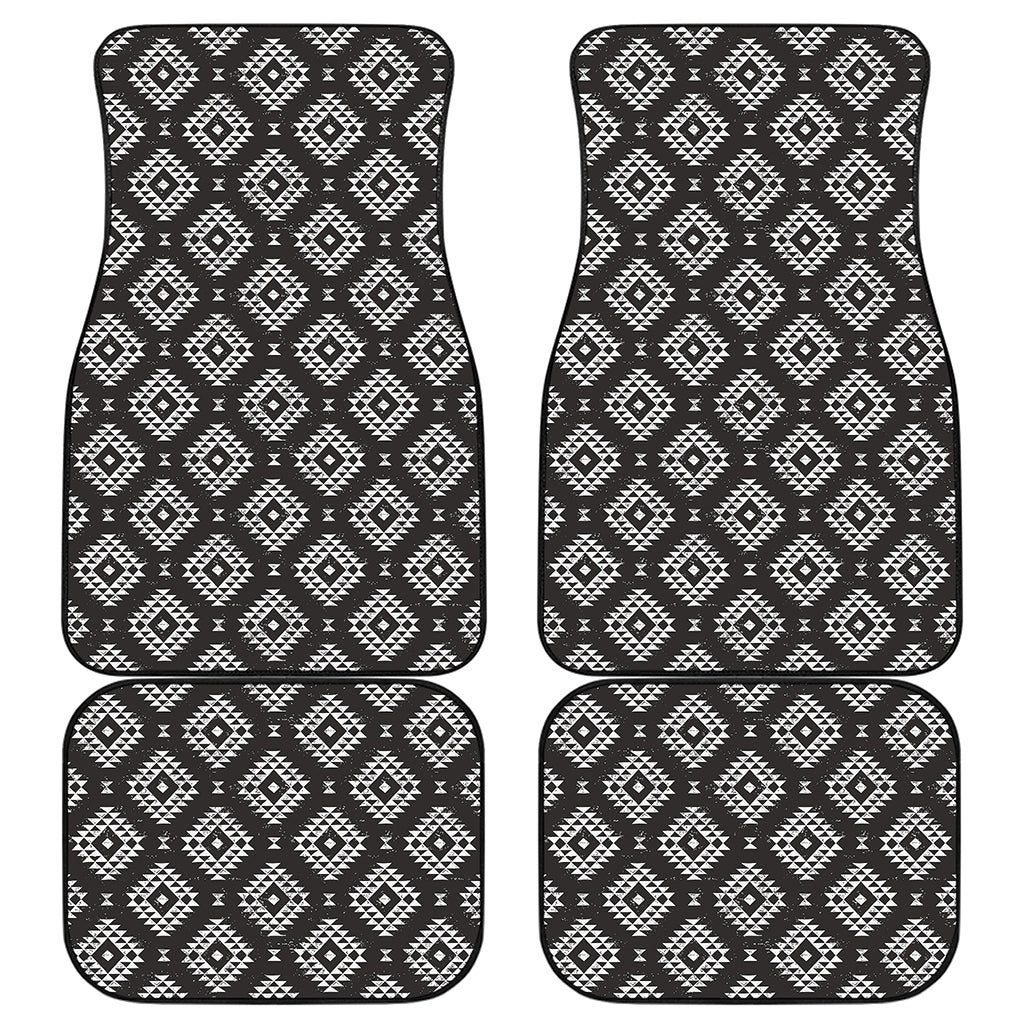 Black And White Navajo Pattern Print Front and Back Car Floor Mats