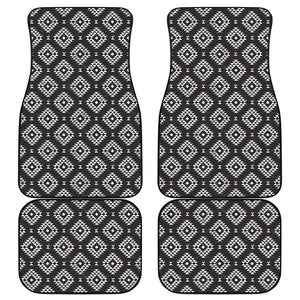 Black And White Navajo Pattern Print Front and Back Car Floor Mats