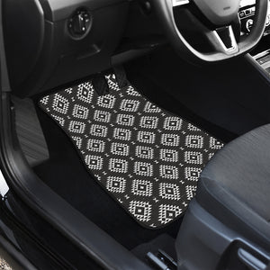 Black And White Navajo Pattern Print Front and Back Car Floor Mats