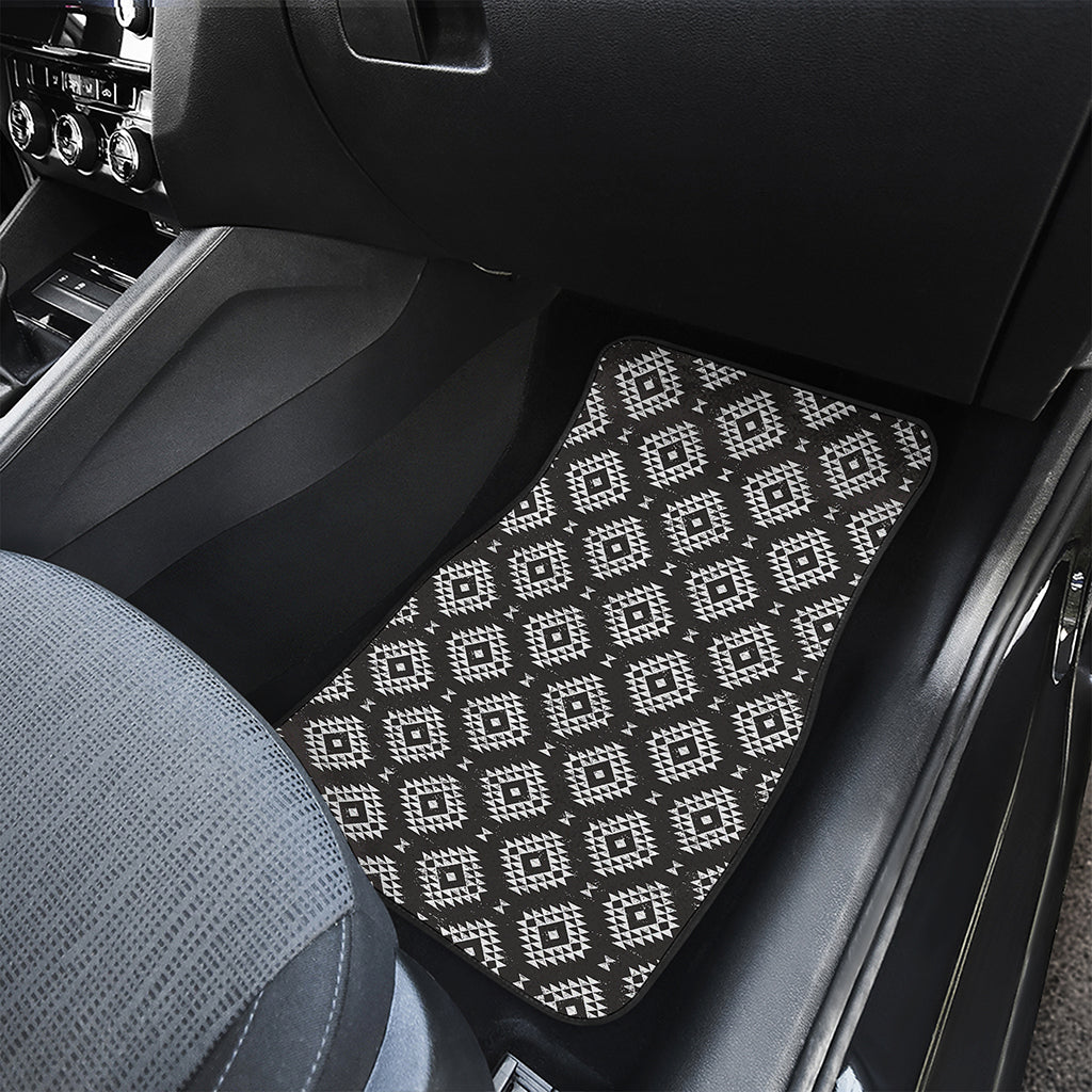 Black And White Navajo Pattern Print Front and Back Car Floor Mats