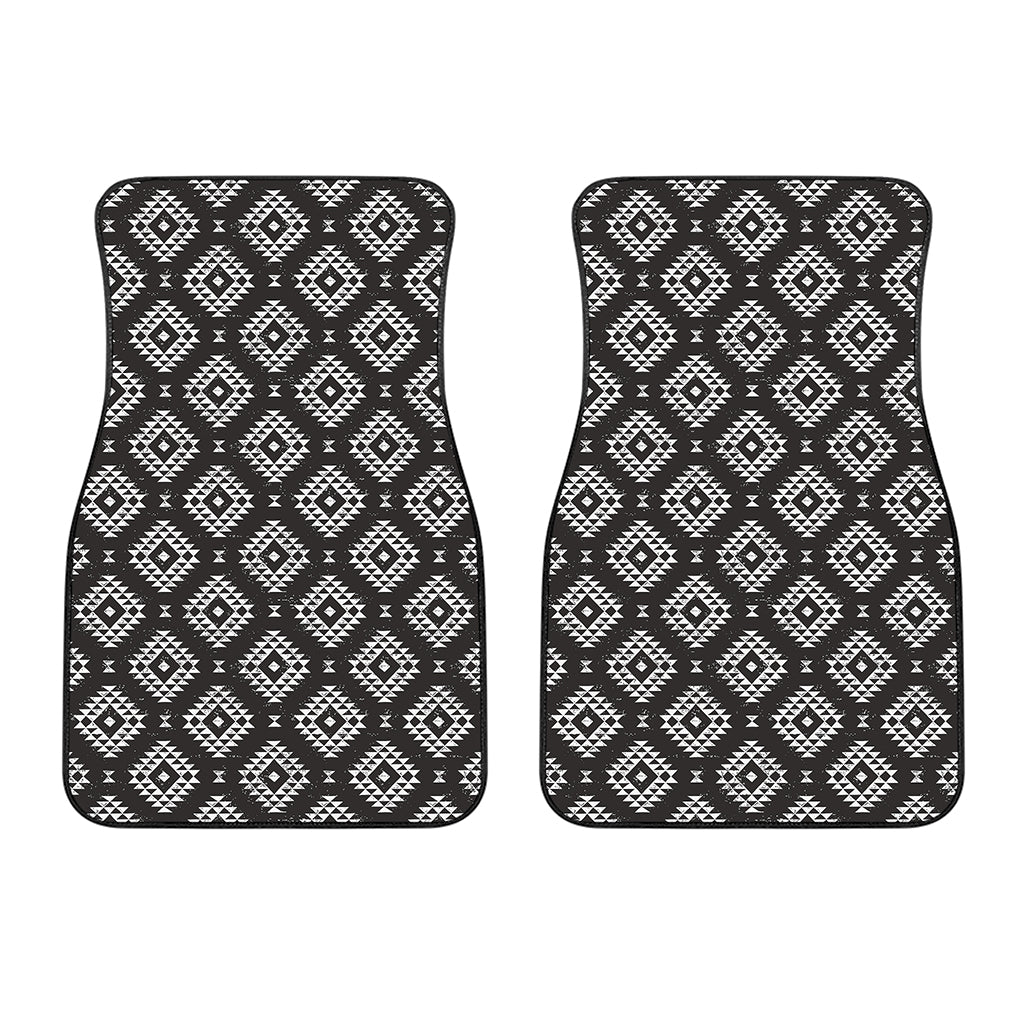 Black And White Navajo Pattern Print Front Car Floor Mats