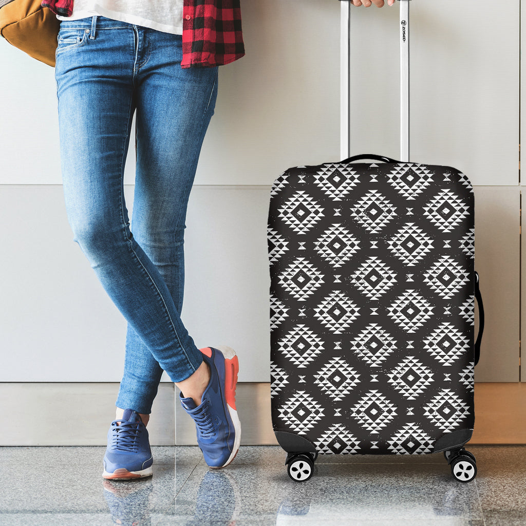 Black And White Navajo Pattern Print Luggage Cover