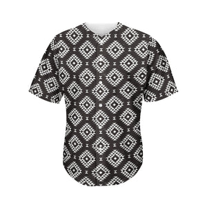 Black And White Navajo Pattern Print Men's Baseball Jersey