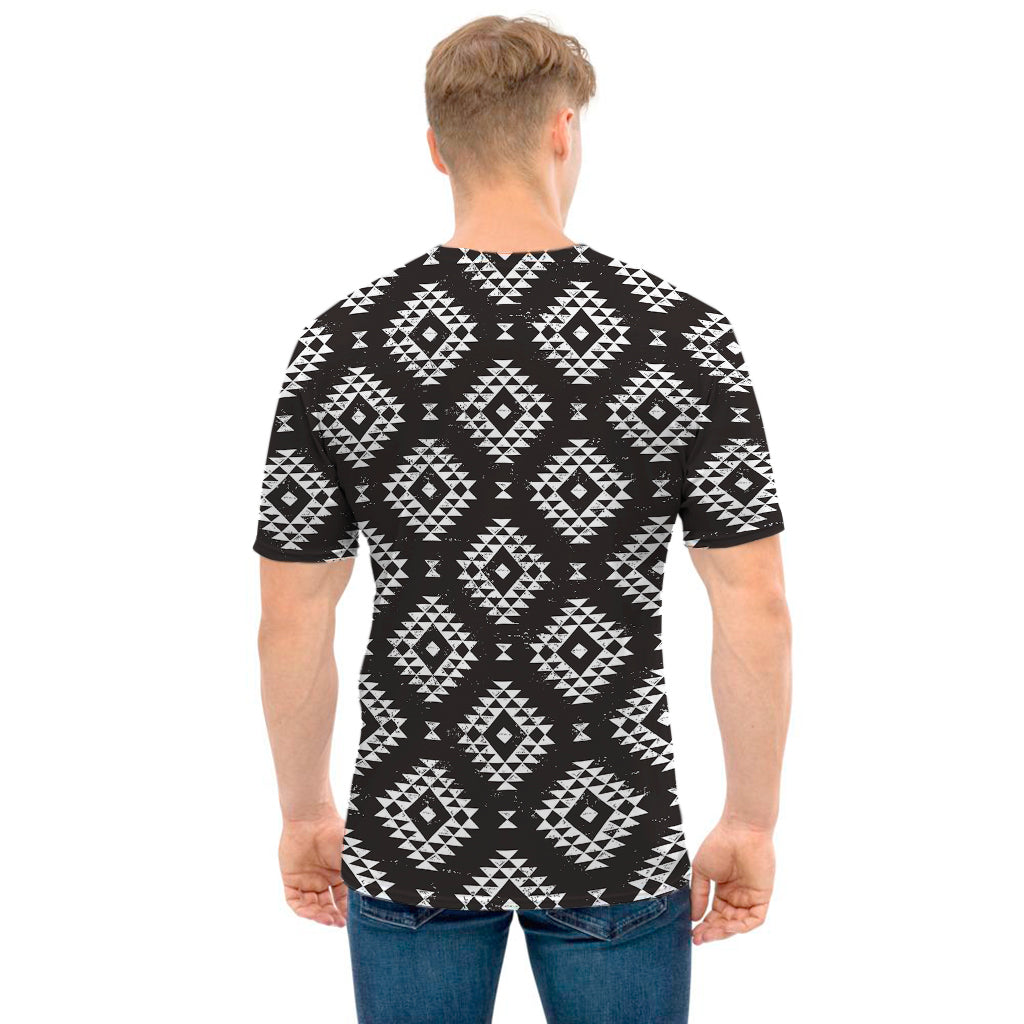 Black And White Navajo Pattern Print Men's T-Shirt