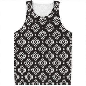 Black And White Navajo Pattern Print Men's Tank Top