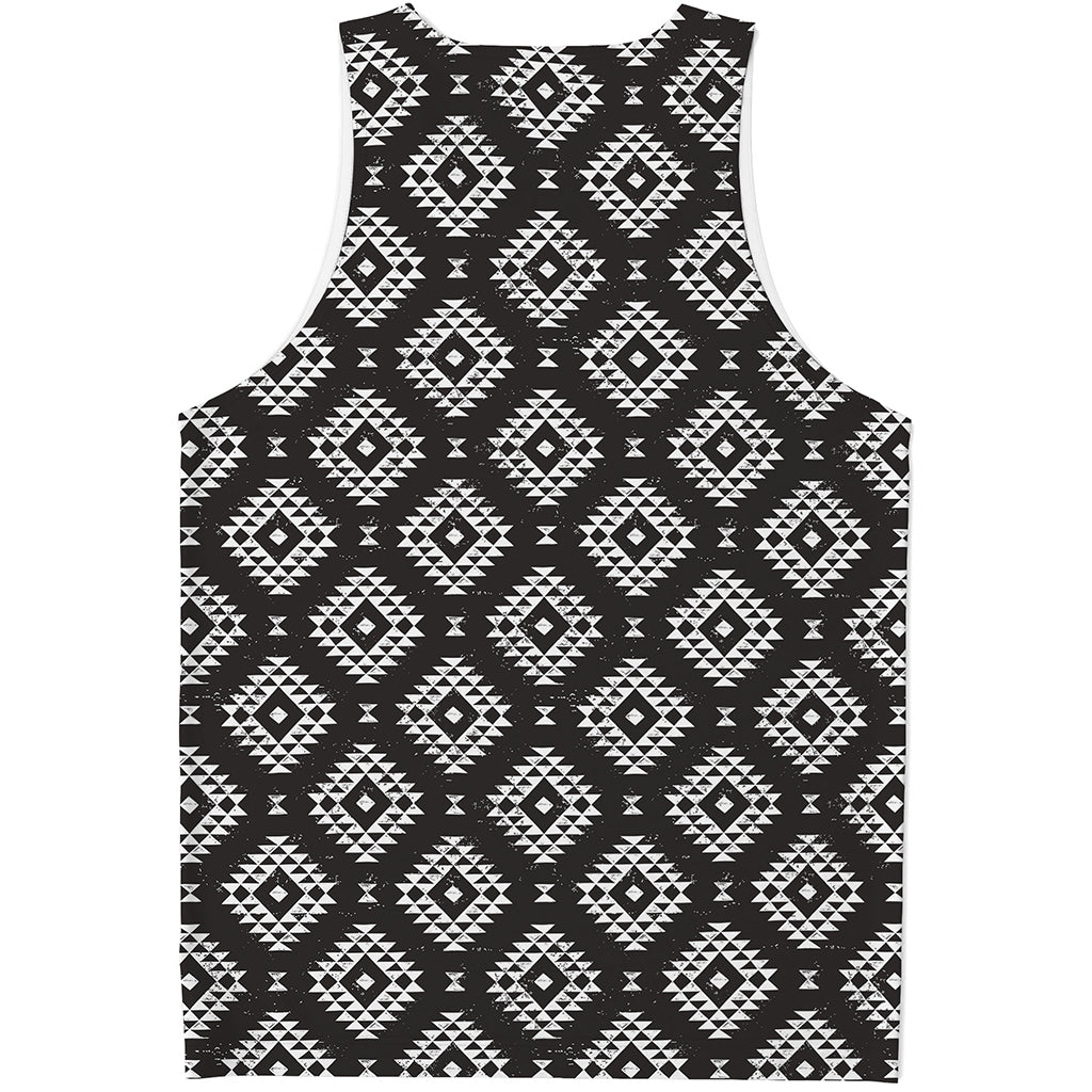 Black And White Navajo Pattern Print Men's Tank Top