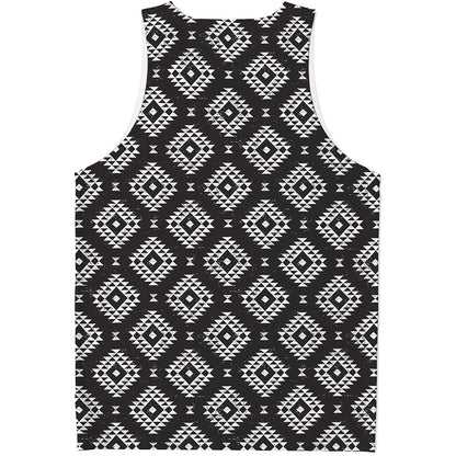 Black And White Navajo Pattern Print Men's Tank Top