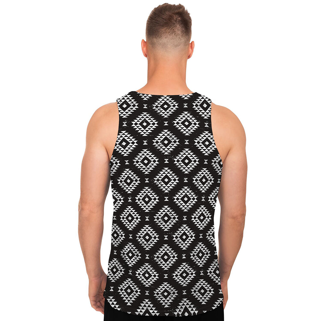 Black And White Navajo Pattern Print Men's Tank Top