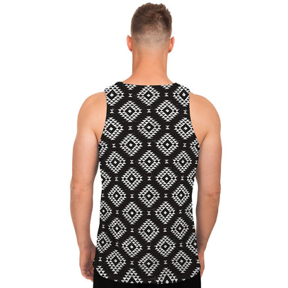 Black And White Navajo Pattern Print Men's Tank Top